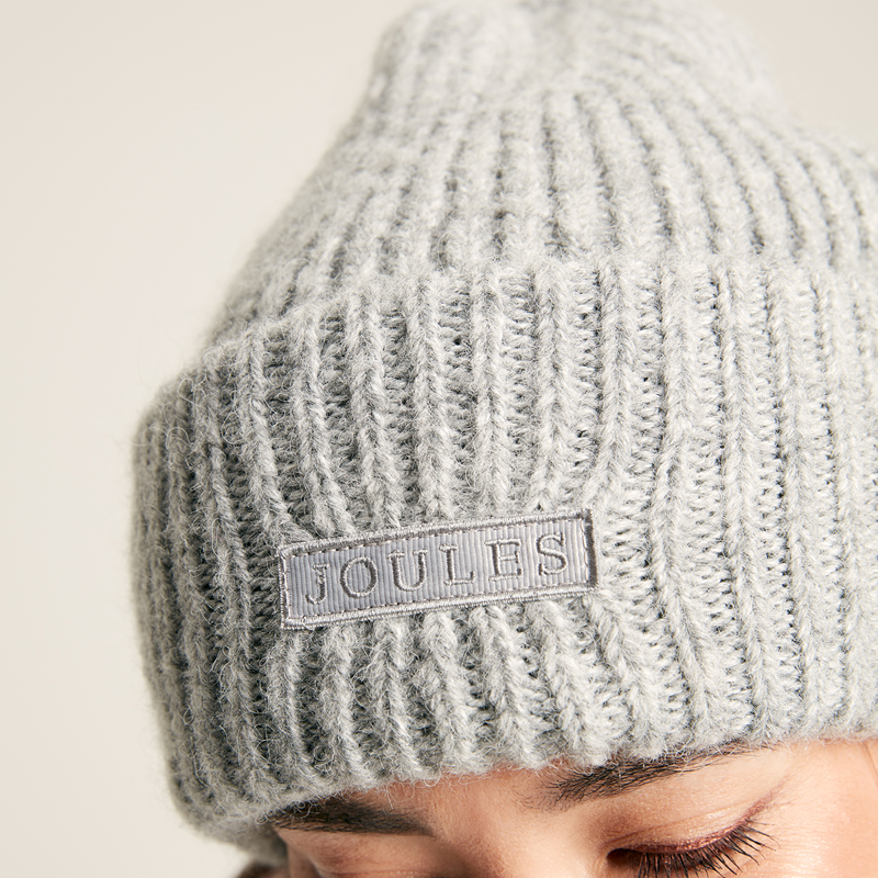 Joules Eloise Soft Oversized Beanie Hat - Grey Marl-2